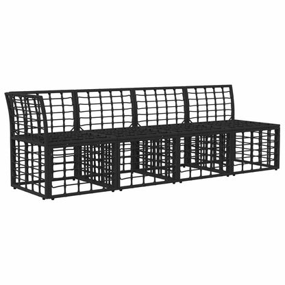4-Zits Tuin Sofa met Linker Arm 4 pcs Zwart poly rattan