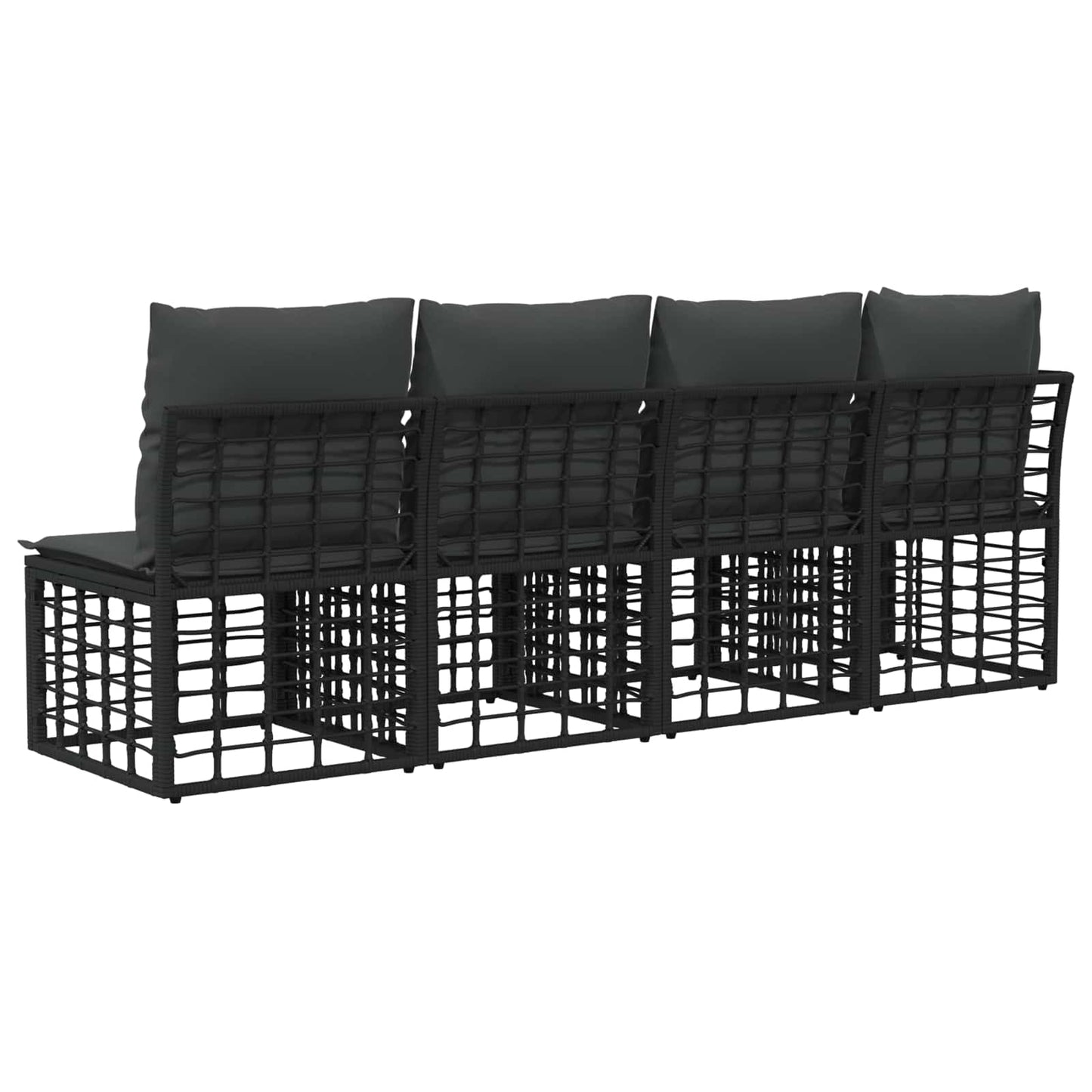 4-Zits Tuin Sofa met Linker Arm 4 pcs Zwart poly rattan