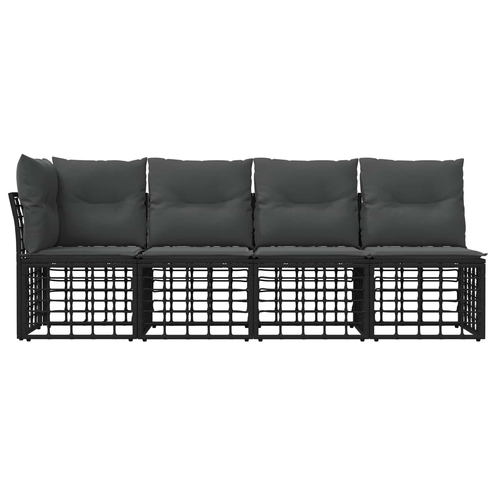 4-Zits Tuin Sofa met Linker Arm 4 pcs Zwart poly rattan