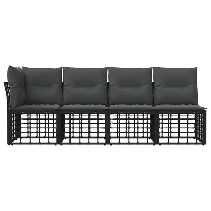4-Zits Tuin Sofa met Linker Arm 4 pcs Zwart poly rattan