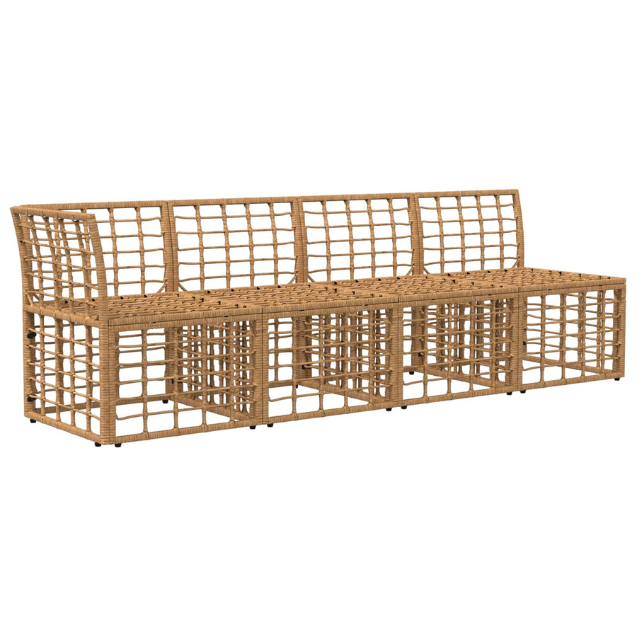 4-Zits Tuin Sofa met Linker Arm 4 pcs Naturel poly rattan