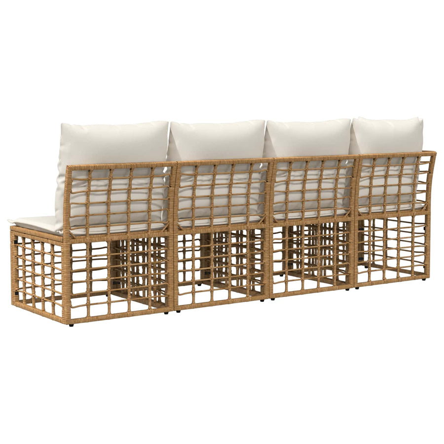 4-Zits Tuin Sofa met Linker Arm 4 pcs Naturel poly rattan