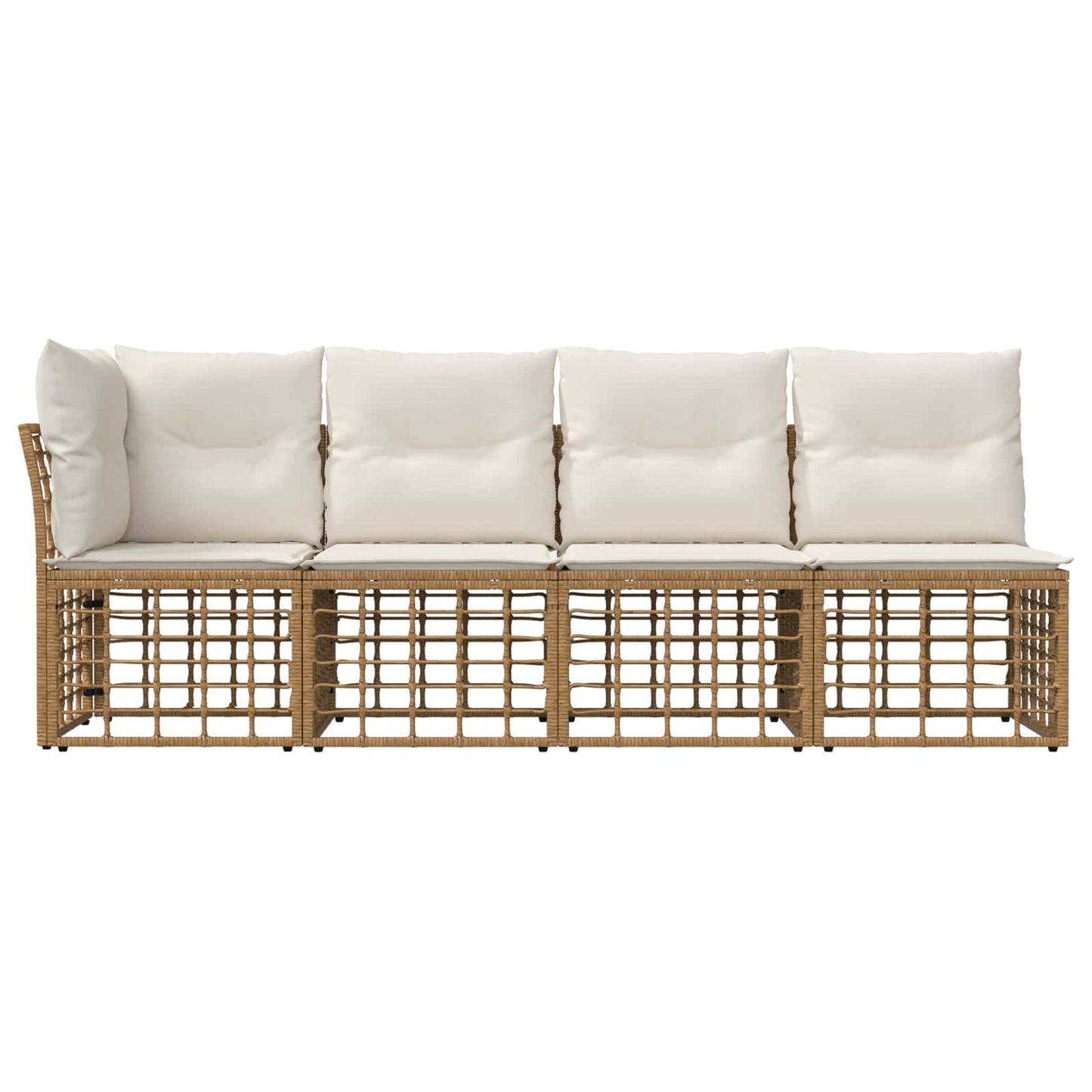 4-Zits Tuin Sofa met Linker Arm 4 pcs Naturel poly rattan
