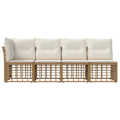 4-Zits Tuin Sofa met Linker Arm 4 pcs Naturel poly rattan