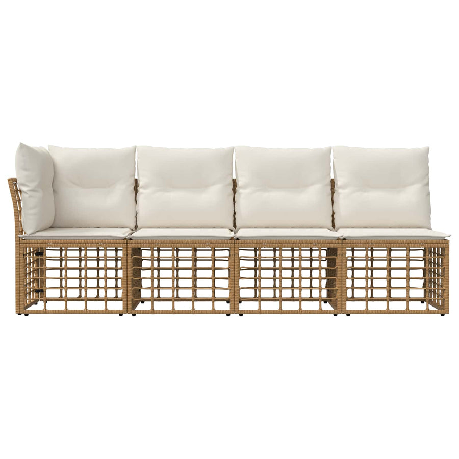 4-Zits Tuin Sofa met Linker Arm 4 pcs Naturel poly rattan