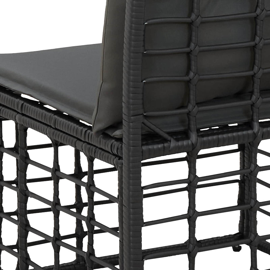 4-Zits Tuin Sofa Armloos met kussen 4 pcs Zwart poly rattan