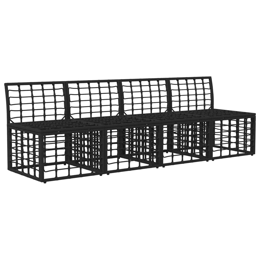 4-Zits Tuin Sofa Armloos met kussen 4 pcs Zwart poly rattan