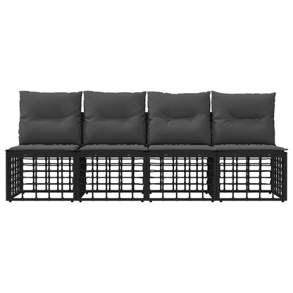4-Zits Tuin Sofa Armloos met kussen 4 pcs Zwart poly rattan