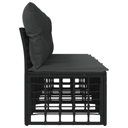 4-Zits Tuin Sofa Armloos met kussen 4 pcs Zwart poly rattan