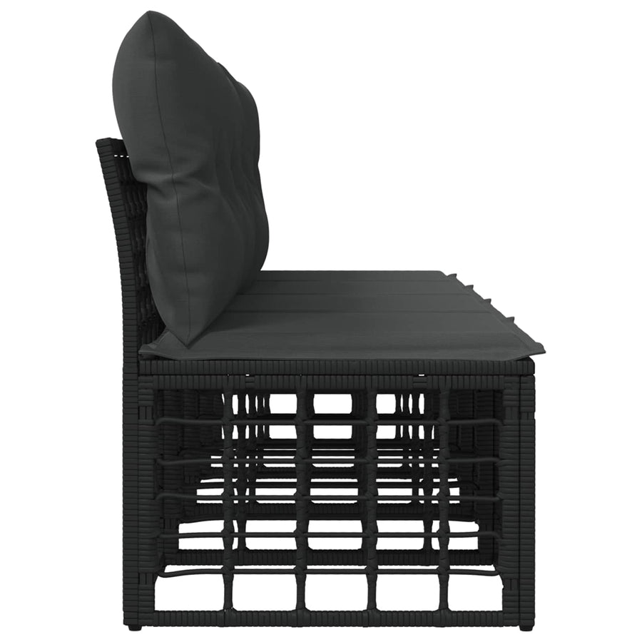 4-Zits Tuin Sofa Armloos met kussen 4 pcs Zwart poly rattan