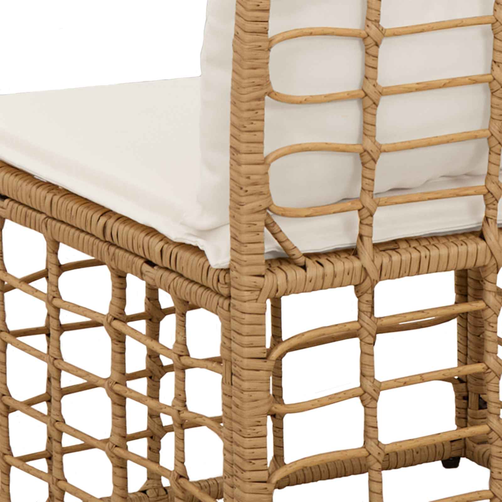 4-Zits Tuin Sofa Armloos met kussen 4 pcs Naturel poly rattan