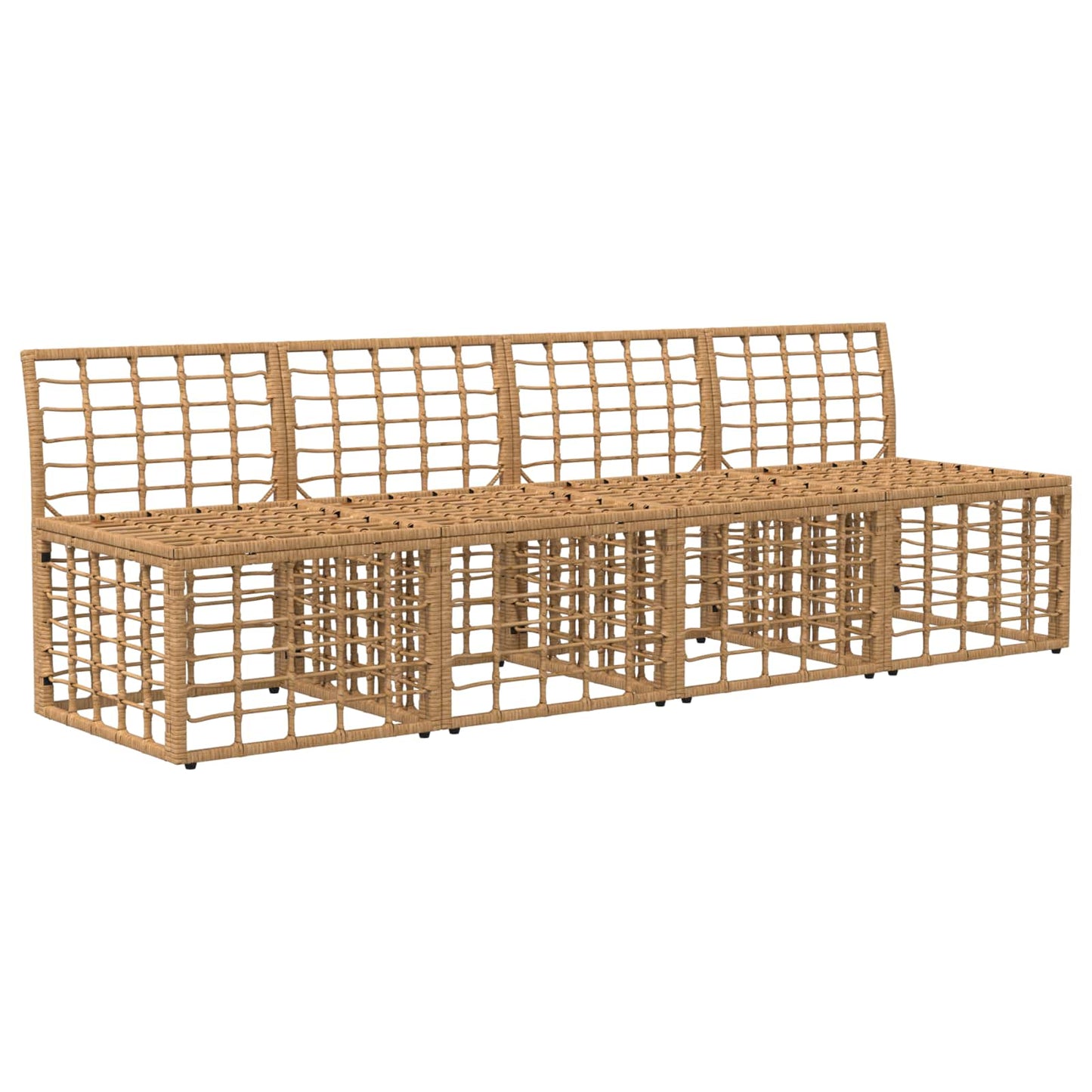 4-Zits Tuin Sofa Armloos met kussen 4 pcs Naturel poly rattan