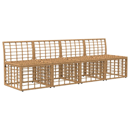 4-Zits Tuin Sofa Armloos met kussen 4 pcs Naturel poly rattan