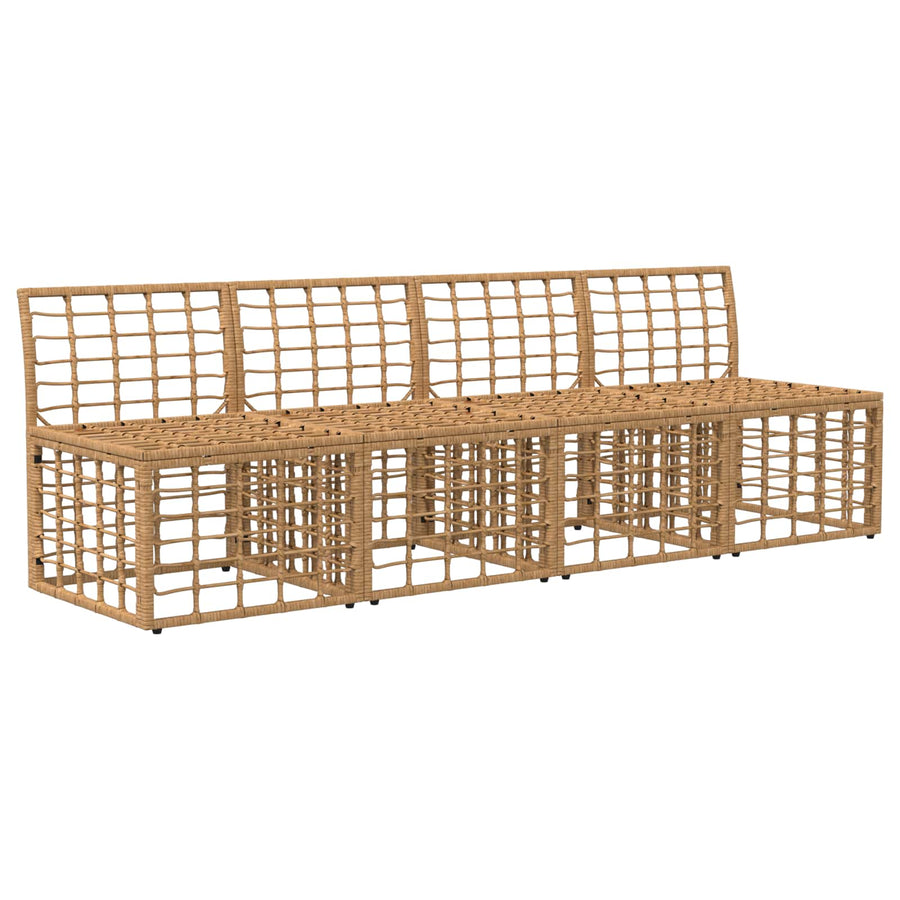 4-Zits Tuin Sofa Armloos met kussen 4 pcs Naturel poly rattan