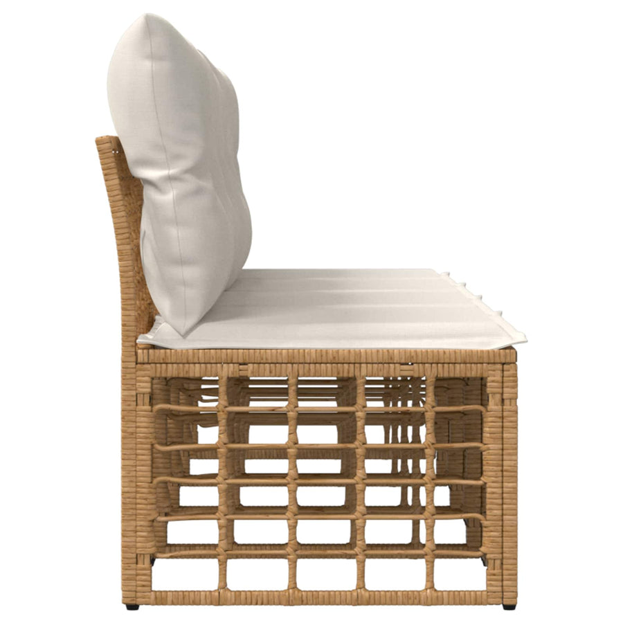 4-Zits Tuin Sofa Armloos met kussen 4 pcs Naturel poly rattan