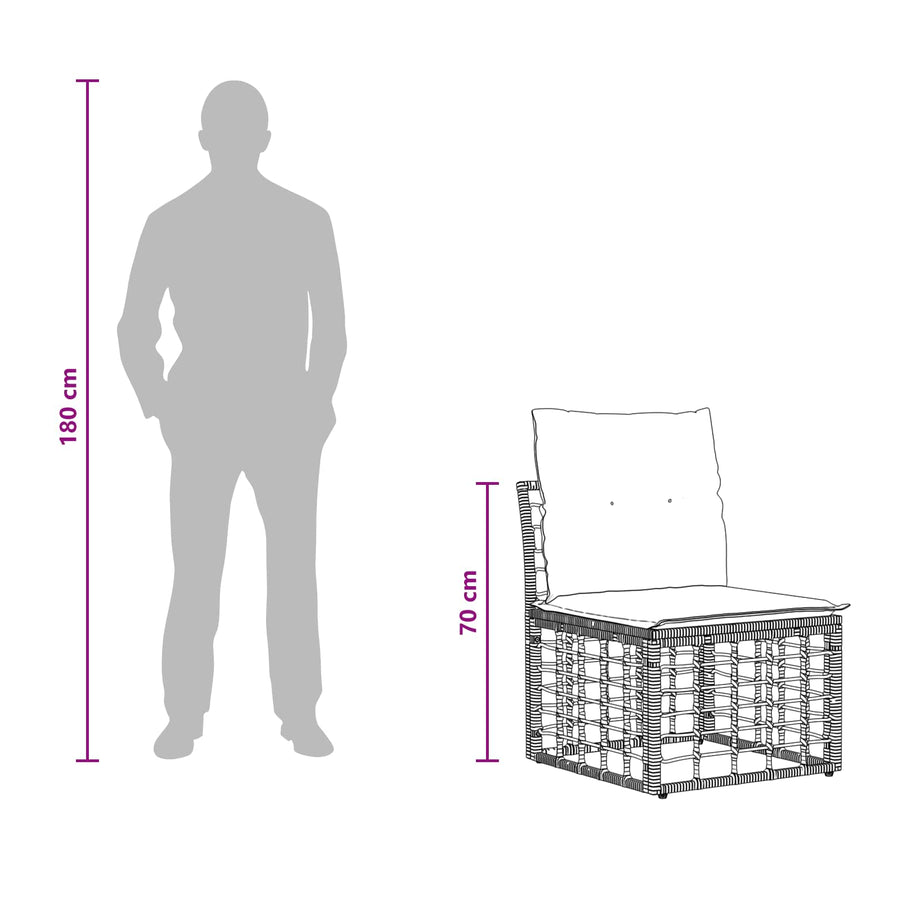 4-Zits Tuin Sofa Armloos met kussen 4 pcs Naturel poly rattan