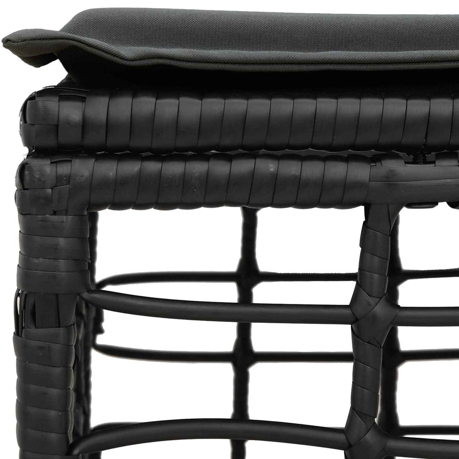 Tuinvoetenbank met kussen Zwart 55 x 55 x 37 cm poly rattan