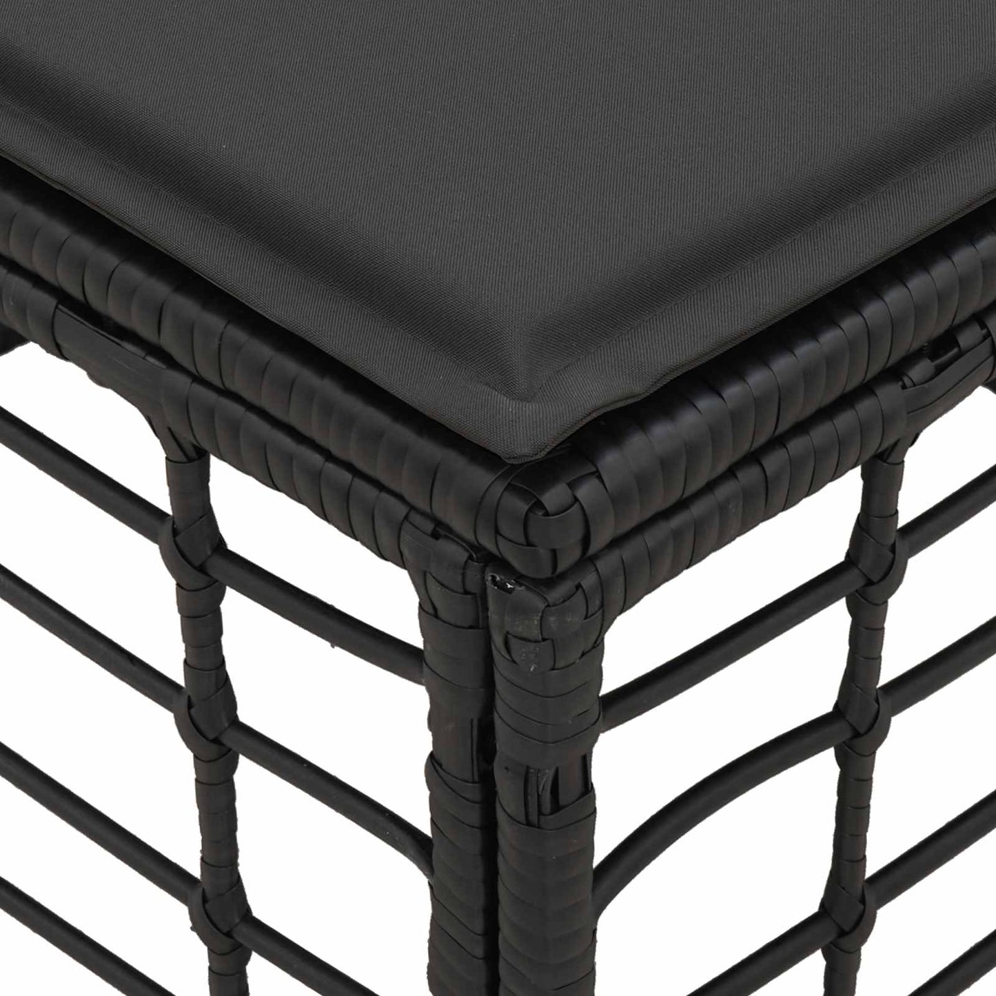 Tuinvoetenbank met kussen Zwart 55 x 55 x 37 cm poly rattan