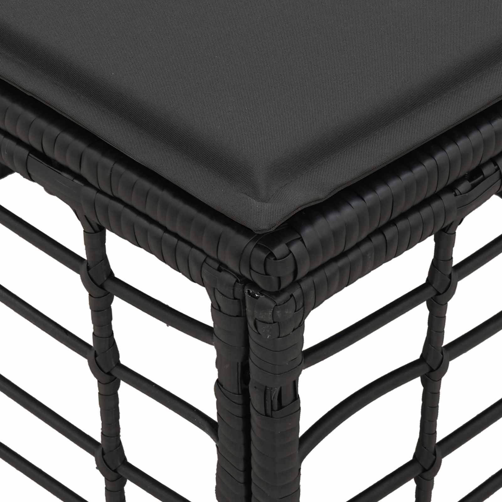 Tuinvoetenbank met kussen Zwart 55 x 55 x 37 cm poly rattan