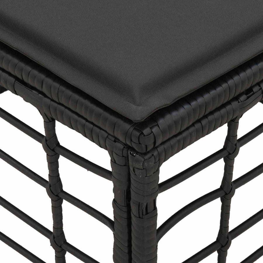 Tuinvoetenbank met kussen Zwart 55 x 55 x 37 cm poly rattan
