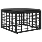 Tuinvoetenbank poly rattan 55x55x37 cm zwart