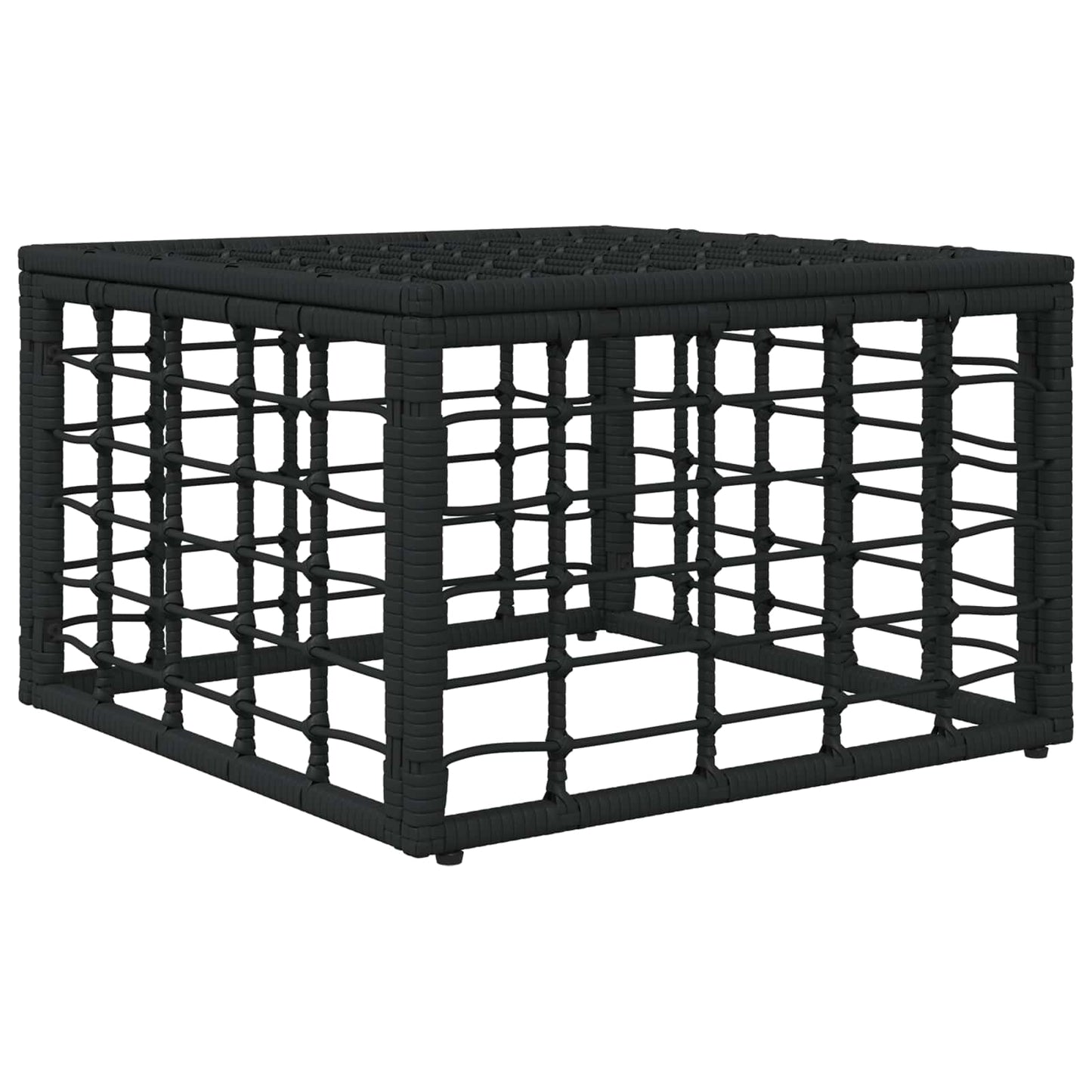Tuinvoetenbank met kussen Zwart 55 x 55 x 37 cm poly rattan