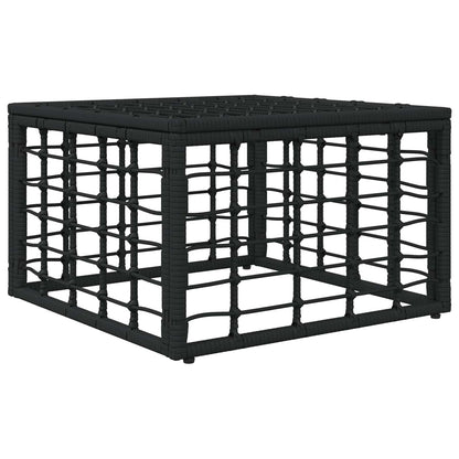 Tuinvoetenbank met kussen Zwart 55 x 55 x 37 cm poly rattan