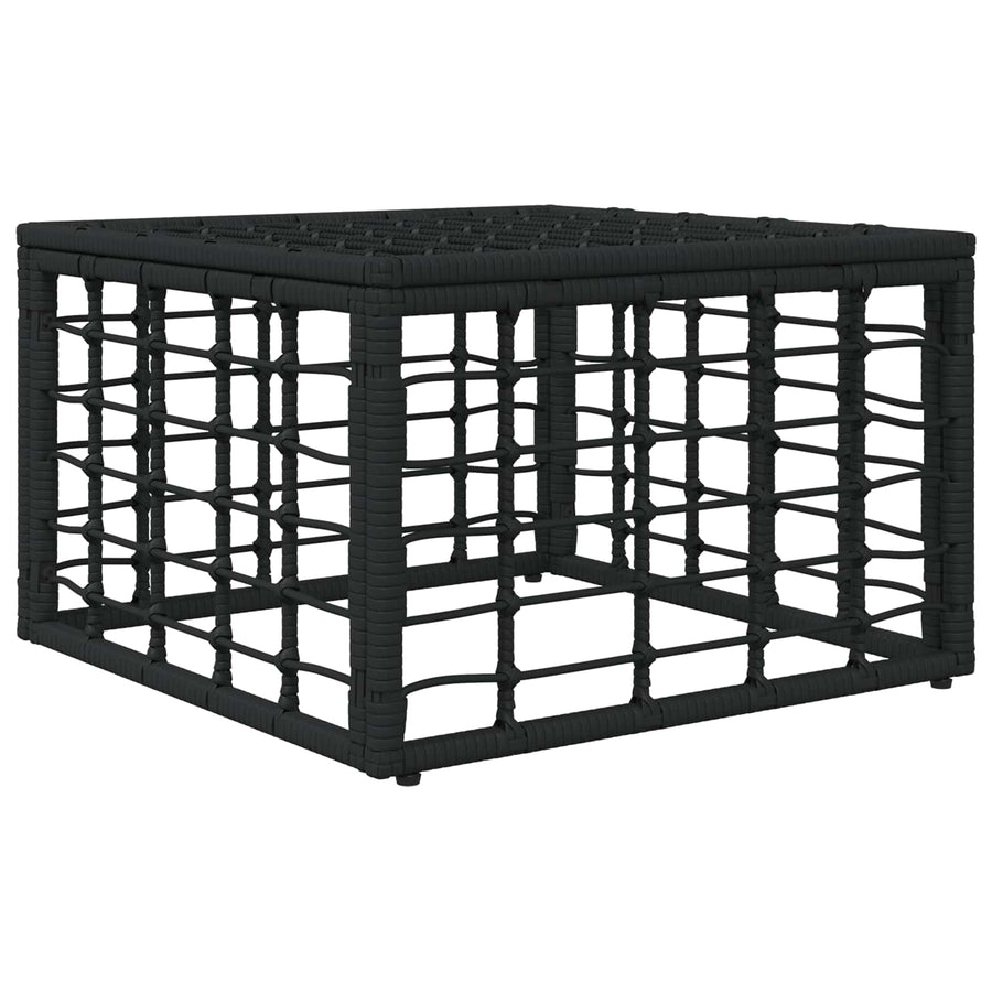 Tuinvoetenbank met kussen Zwart 55 x 55 x 37 cm poly rattan