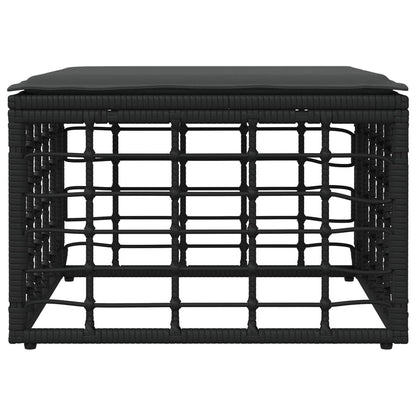 Tuinvoetenbank met kussen Zwart 55 x 55 x 37 cm poly rattan