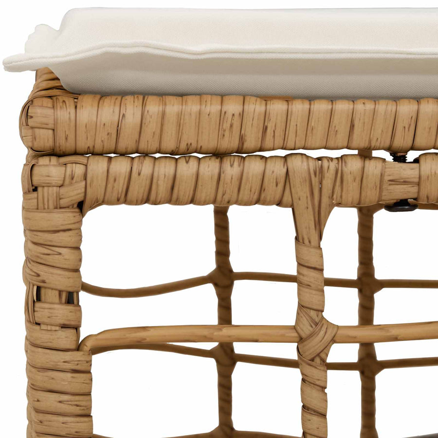 Tuinvoetenbank met kussen Naturel 55 x 55 x 37 cm poly rattan