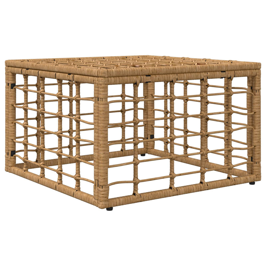 Tuinvoetenbank met kussen Naturel 55 x 55 x 37 cm poly rattan