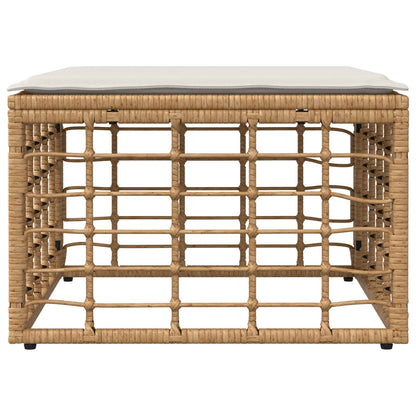 Tuinvoetenbank met kussen Naturel 55 x 55 x 37 cm poly rattan