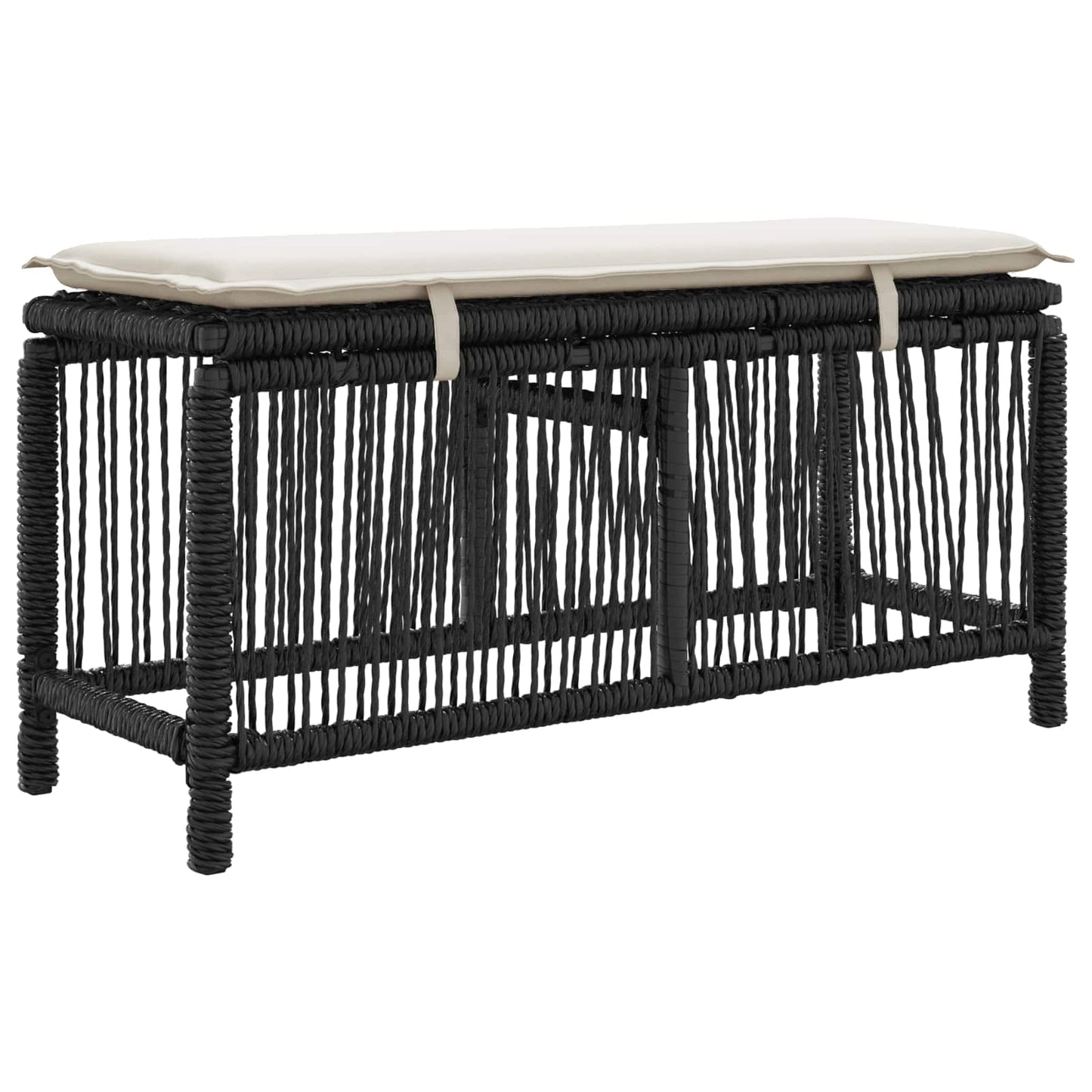 Tuin eettafelset met kussen 3 pcs Beige en Crème poly rattan