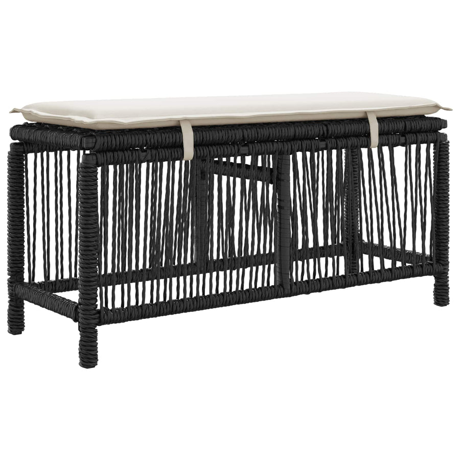 Tuin eettafelset met kussen 3 pcs Beige en Crème poly rattan