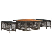 Tuinset poly rattan 3-delig grijs acaciahout