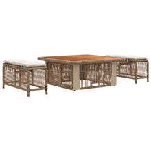 Tuin eettafelset met kussen 3 pcs Beige en Crème poly rattan