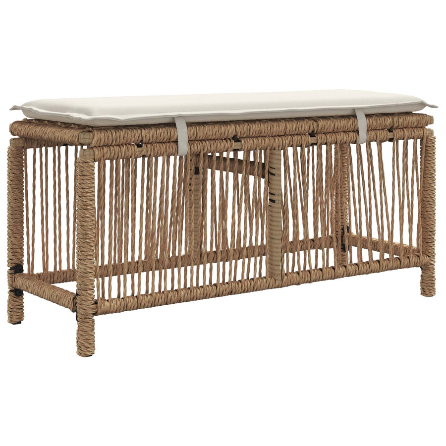 Tuin eettafelset met kussen 3 pcs Beige en Crème poly rattan