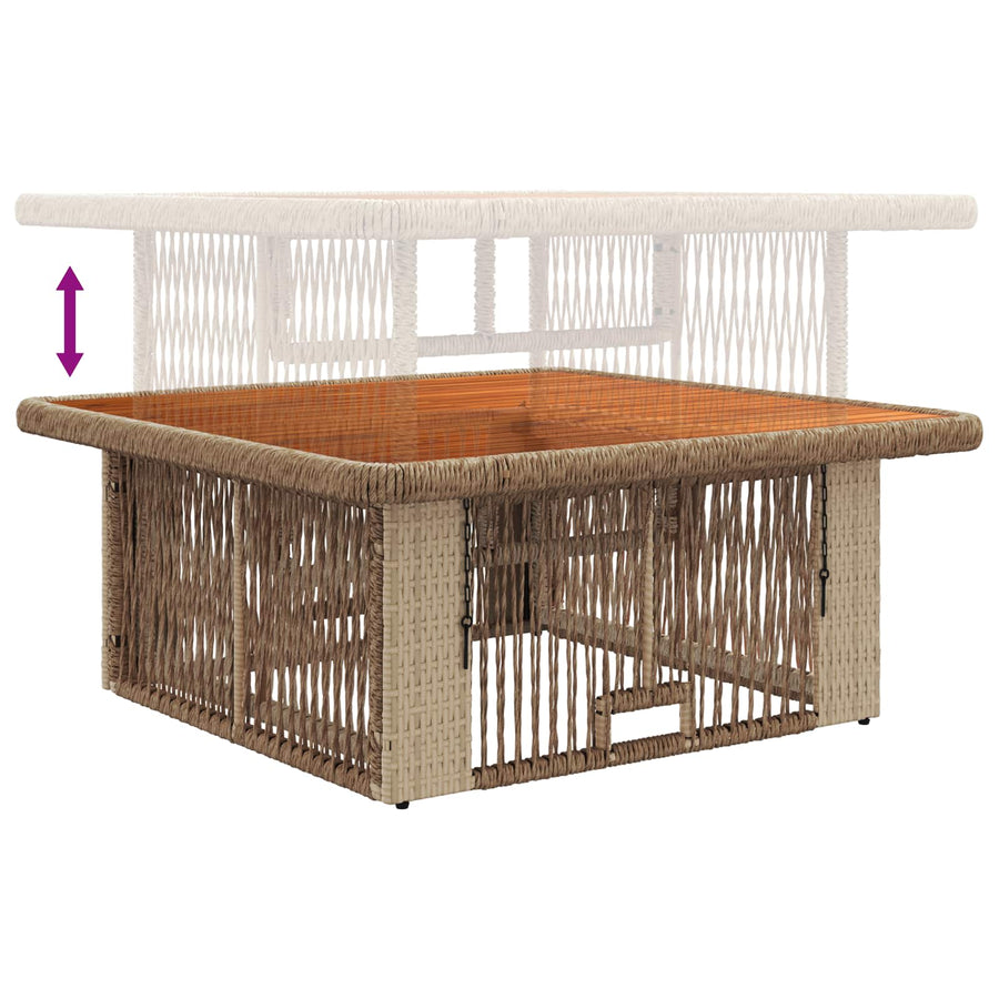 Tuin eettafelset met kussen 3 pcs Beige en Crème poly rattan