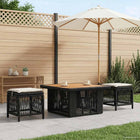 Tuin eettafelset poly rattan acaciahout 80x80x71 cm
