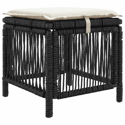 Tuin eettafelset met kussen 3 pcs Beige en Crème poly rattan