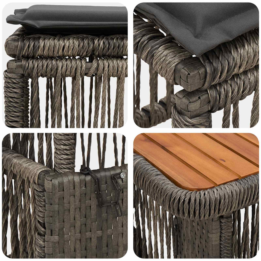 Tuin eettafelset 3 pcs Grijs en Donkergrijs poly rattan