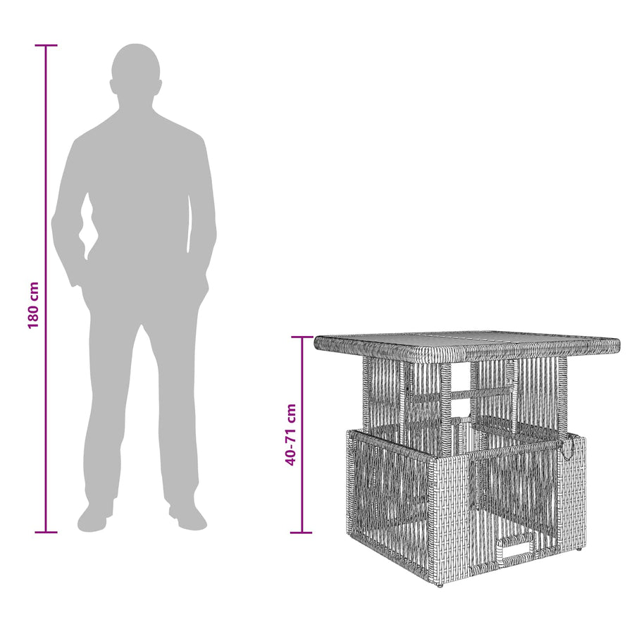 Tuin eettafelset 3 pcs Grijs en Donkergrijs poly rattan