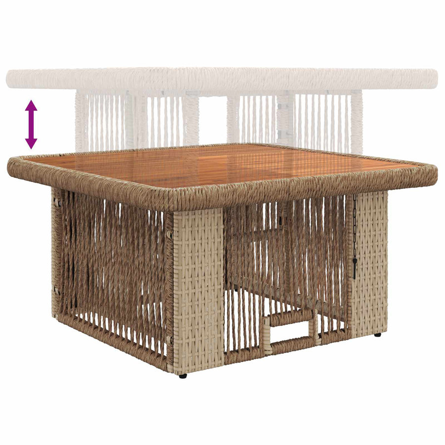 Tuin eettafelset met kussen 3 pcs Beige en Crème poly rattan