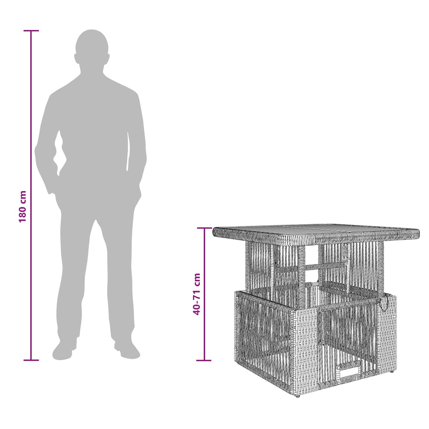 Tuin eettafelset met kussen 3 pcs Beige en Crème poly rattan