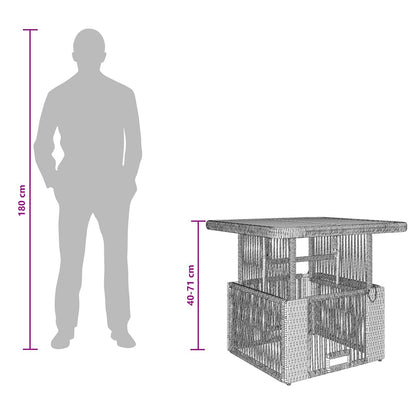 Tuin eettafelset met kussen 3 pcs Beige en Crème poly rattan