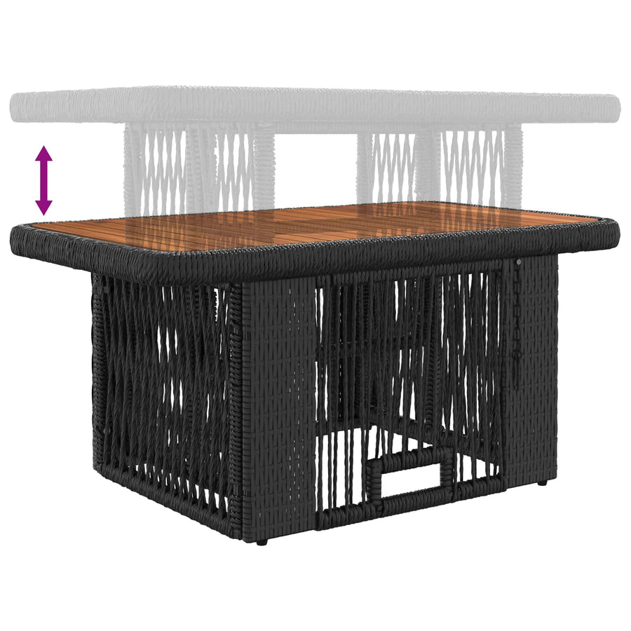 Tuin eettafelset met kussen 3 pcs Zwart en Crème poly rattan