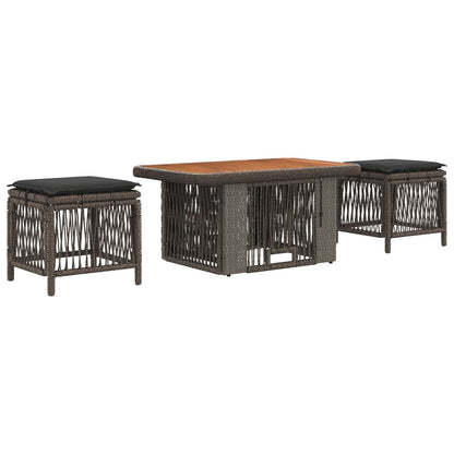 Tuin eettafelset 3 pcs Grijs en Donkergrijs poly rattan