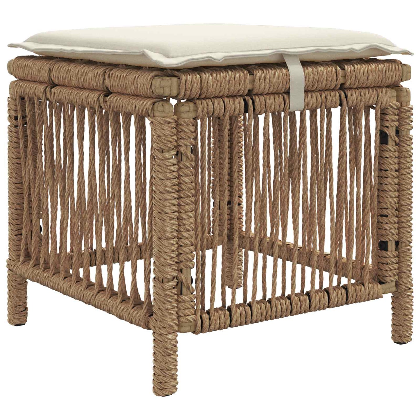 Tuin eettafelset met kussen 3 pcs Beige en Crème poly rattan