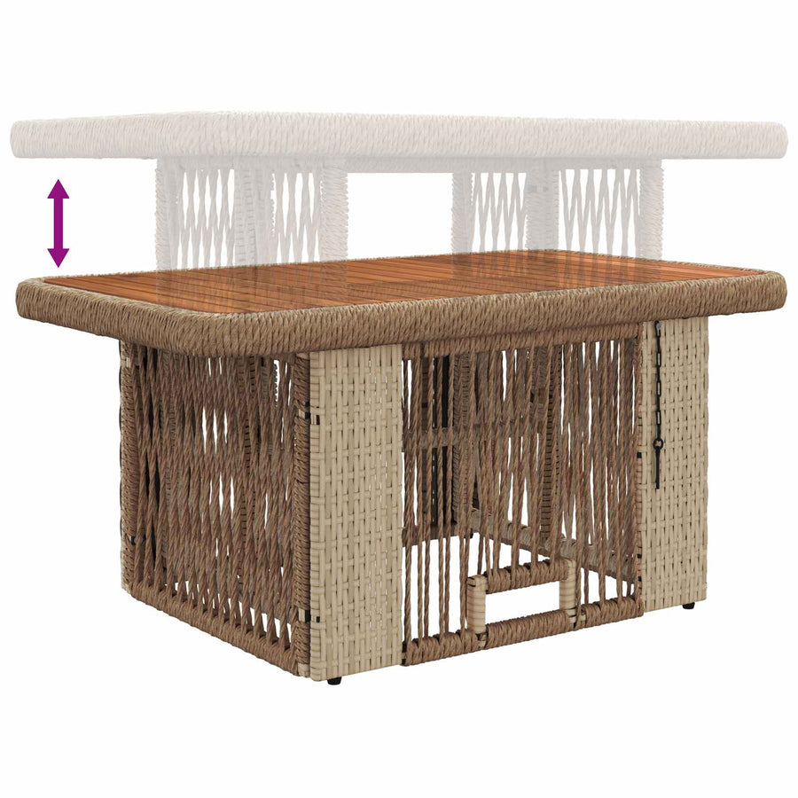 Tuin eettafelset met kussen 3 pcs Beige en Crème poly rattan