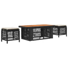 Garden Dining Set with Cushion 4 pcs Black and Cream poly rattan
